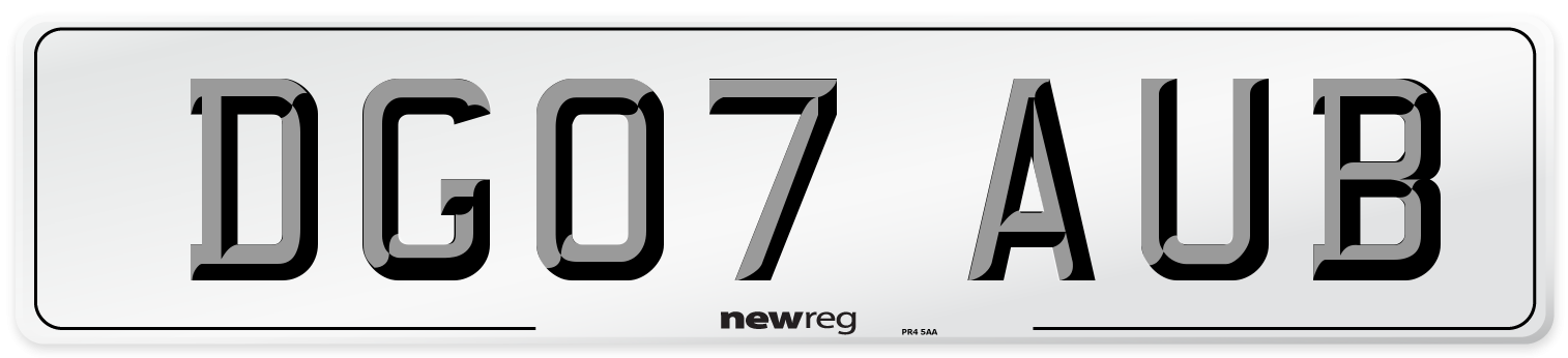 DG07 AUB Number Plate from New Reg